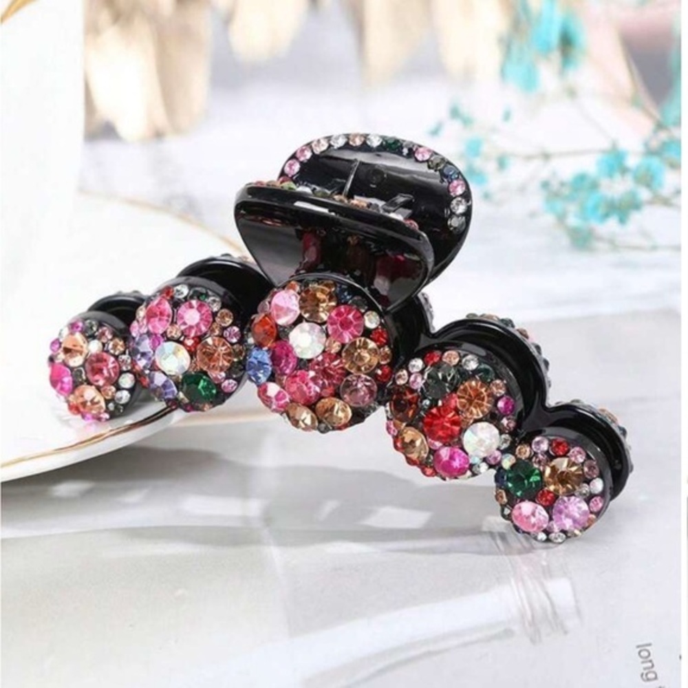 ✨NEW Elegant Rainbow 🌈 Multicolor Crystal Rhinestone Hair Clip Claw
